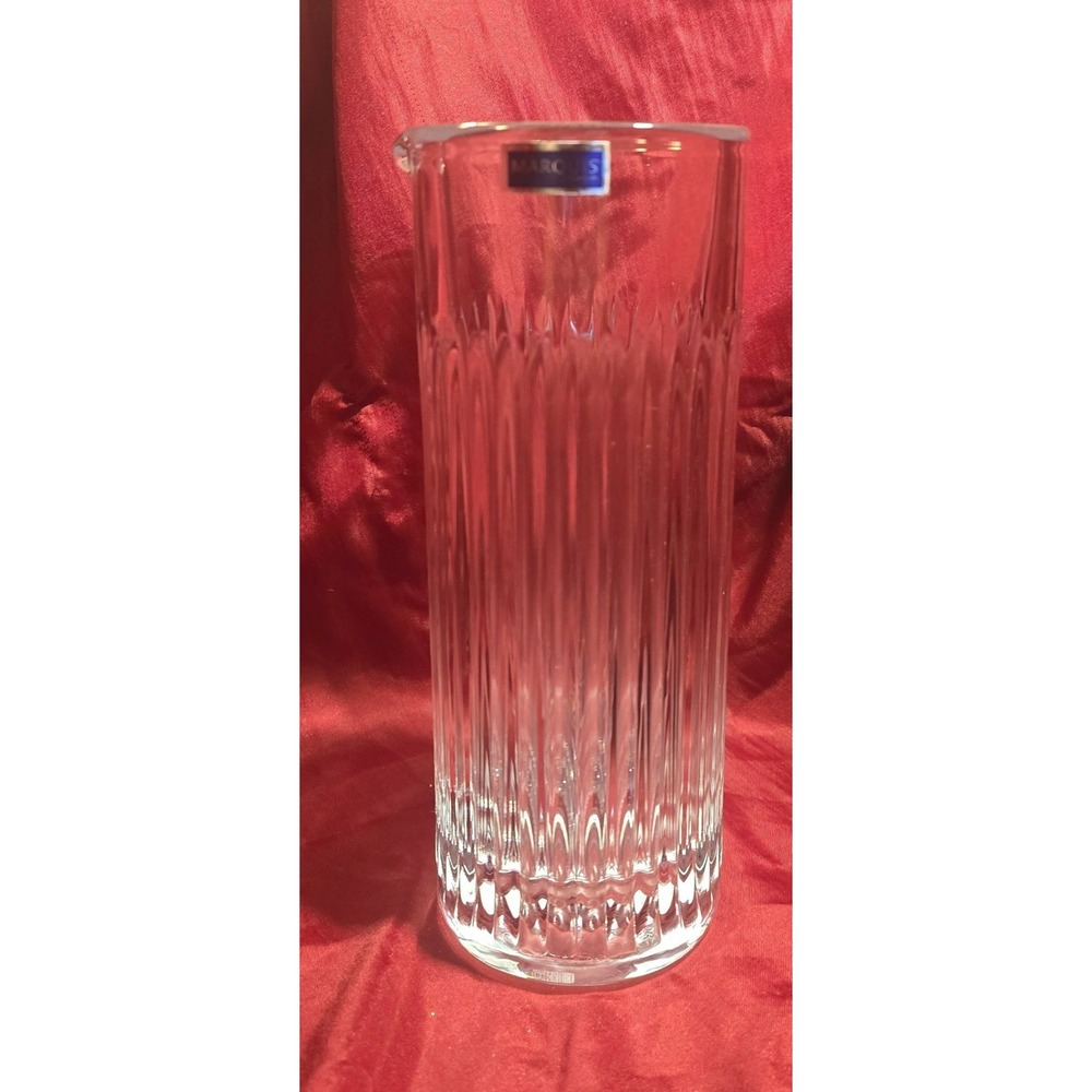 Marquis by Waterford Crystal Pitcher Brookside Vertical Cut Glass Carafe 9in